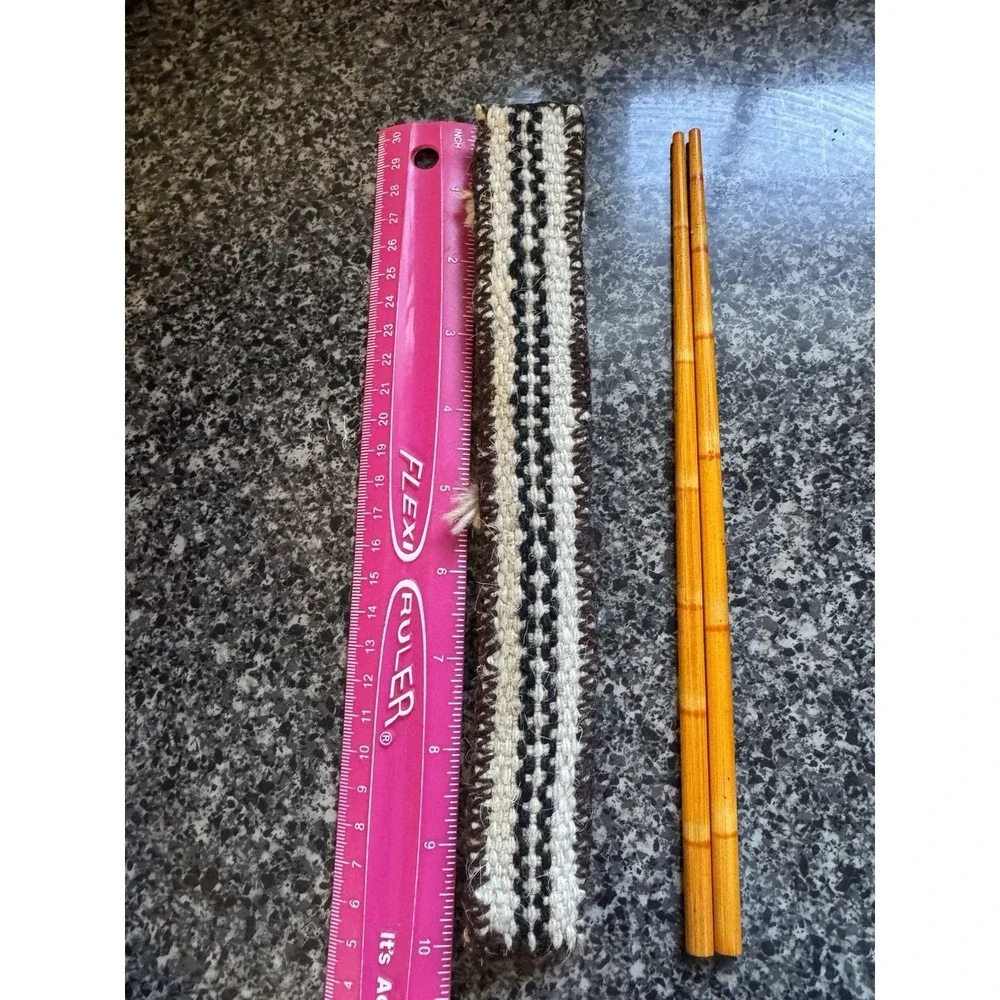 Vintage Handmade‎ Chopsticks With Crocheted Case